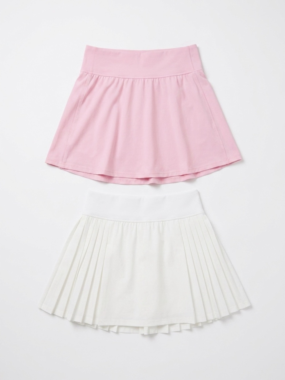 Reflex Pink Flared Skirt + White Pleated Skirt Set